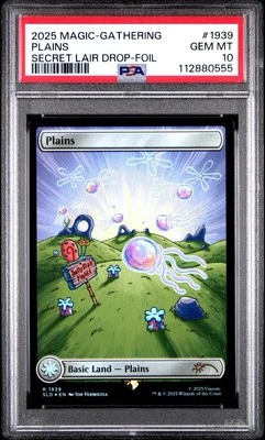 2025 MTG SECRET LAIR X SPONGEBOB SQUAREPANTS PLAINS FOIL PSA 10 GEM MINT - Image 1 of 2