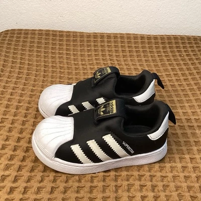 Adidas Superstar 360 Niños Pequeños Zapatos Bebé Talla 7K Negro Blanco Tenis Sin Cordones Foto 1 de 4