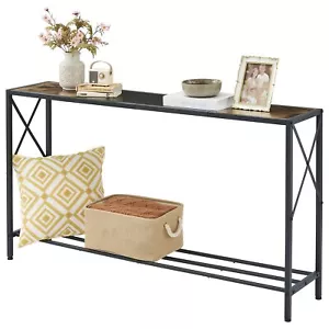 55.1 Inch Console Table Industrial Entryway Table Narrow Sofa Table With Shelves - Picture 1 of 8