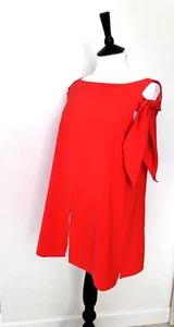 ARGGIDO .. Orange Longer Length Tunic Top with Arm Tie Detail on Sleeves Sz 12 - Picture 1 of 7