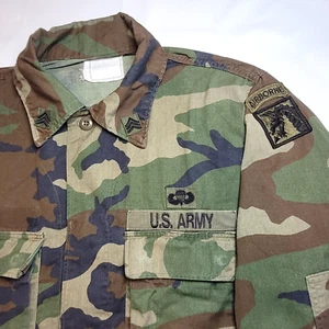 Vintage US Army BDU Hot Weather 18th Airborne Paratrooper Woodland Camo Combat Coat - Bild 1 von 13