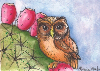 ACEO Limited Edition - Elf Owl print of Original Watercolor