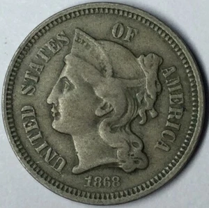 1868 3CN Three Cent Nickel XF Uncertified # - Bild 1 von 2