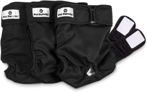 Pet Parents 3-Pack Washable Premium Female Dog Diapers. BLACK, LARGE - Picture 1 of 10