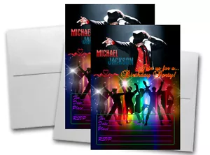 12 biglietti invito compleanno Michael Jackson (12 buste bianche incluse) #1 - Foto 1 di 1