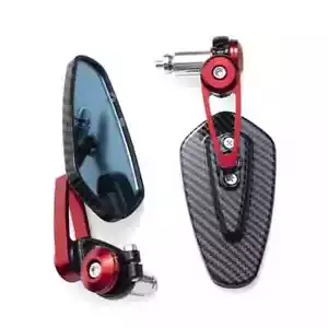 Motorcycle Carbon & Red Handle Bar Mirrors Ducati V4 V4S STREETFIGHTER V2 - Picture 1 of 5