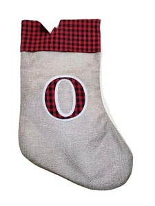 HOLIDAY STYLE 16" Monogram Letter "O" Red Black Gingham Christmas Stocking - Picture 1 of 1