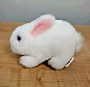 Mini peluche coniglio Dakin vintage bianco 5" peluche 1983 occhi rosa - Foto 1 di 11
