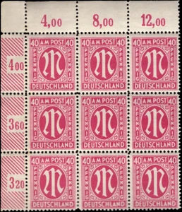 SAVOYSTAMPS - Germany-Allied Issued Occupational Post WWll-40 P-Block of 9- MINT - Picture 1 of 1