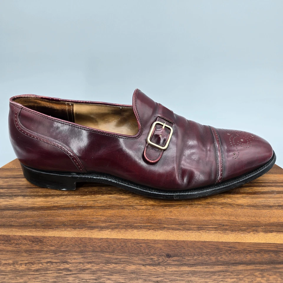Church's Loafers Men's 10.5 US 9.5 UK C Burgundy Leather Buckle Cap Toe Shoes - Image 1 of 4