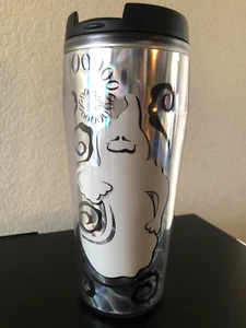 NOS Vintage Starbucks Ghost Double Walled Boo Cup Lidded 16ou Black Silver 2005 - Picture 1 of 12