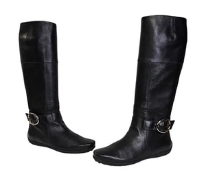 TOD'S Black Leather Winter Stivale Buckle Detail Knee High Boots Sz 10 $845 - Picture 1 of 13