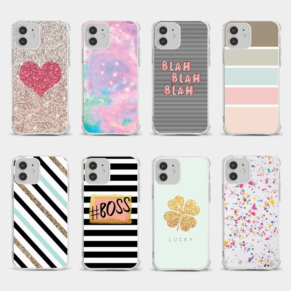 CASE FOR IPHONE 15 14 13 12 11 SE 8 SHOCKPROOF PHONE COVER STRIPED BLACK GOLD - Image 1 of 1