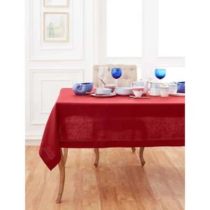 Solino Home 100% Pure Linen Tablecloth Fall Dining Solid Classic Hemstitch New - Picture 1 of 168