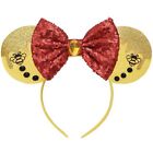 Yellow Winnie Minnie Ears Red Bow Headband Sparkle Mouse Ears Headbands Sequi...
