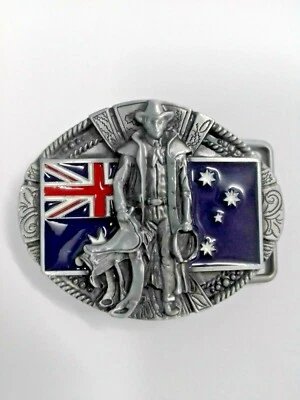Belt Buckle- Stockman With Australian Flag - image 1 of 4