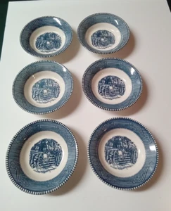 Vintage Currier und Ives "Old Farm Gate" Obst Dessert Beeren Schalen - 6er Set - Bild 1 von 4