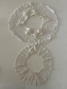 2 Collari Staccabili Uncinetto Pizzo Perla Cotone Nucleo Rimovibili Bianco Lg & SM con ma - Foto 1 di 5