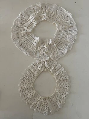 2 Cuello de encaje de ganchillo desmontable núcleo de algodón perla extraíble blanco largo y pequeño con pero Foto 1 de 4