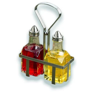 JUEGO DE CRUETA DE ACEITE/VINAGRE CUADRADO. 2 X 5 OZ CRISTALES Y CRUETAS RACK - Imagen 1 de 2