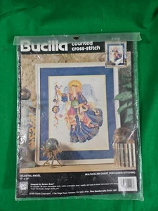 Vintage 1995 Bucilla 11x14" Celestial Angel Counted Cross Stitch Kit #41118 NEW - Picture 1 of 7