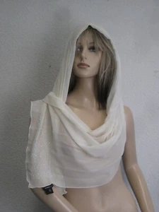 CODELLO COLLECTION SEIDENSCHAL CREME 100% SEIDE PERLENSTICKEREI 50x170cm WIE NEU - Bild 1 von 4