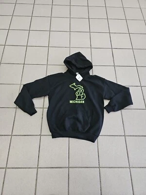 Новая молодежная толстовка с капюшоном унисекс размер Large Gildan Michigan Peace с ценником черная - Изображение 1 из 4