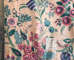 Vintage Concord Floral on Peach Cotton Chintz Fabric 4.5 Yards Cottagecore - Picture 1 of 1