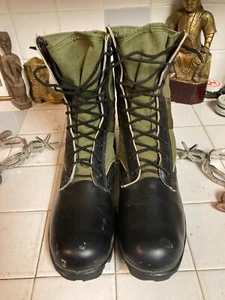 ROSEARCH stivali militari mimetici vintage USA mimetici e pelle nera stringati 11 N - Foto 1 di 18