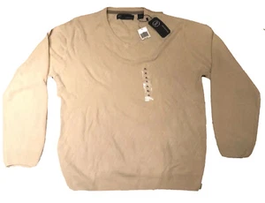 Wetterfester V-Ausschnitt Pullover Antik Elfenbein Beige Acryl Herren Größe XL - Bild 1 von 12