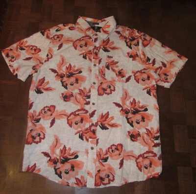 Volcom abstract  floral Hawaiian button-front Hawaiian shirt size EXTRA SMALL - Image 1 of 4