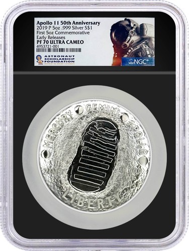 2019 P $1 Apollo 11 50th Anniversary 5oz Silver Ngc Pf70 Ucam Early Releases