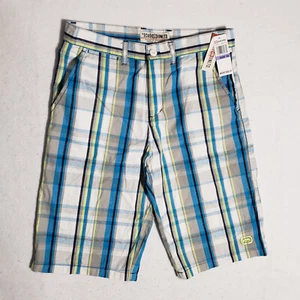 NUEVO Pantalones Cortos Ecko Unltd Niños 18 Cuadros Azul Blanco Bolsillos Bermudas Nuevos con Etiquetas - Imagen 1 de 10