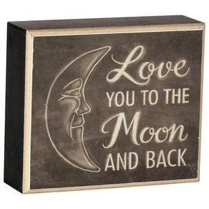 LOVE YOU TO THE MOON & BACK Wood Table Block, 5" x 6", by Carson - Picture 1 of 1