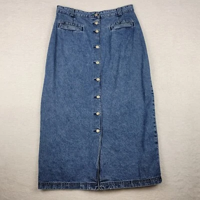 Vintage Tommy Hilfinger Full Button Front Maxi Blue Jean Skirt Women's Size 14 - Image 1 of 4