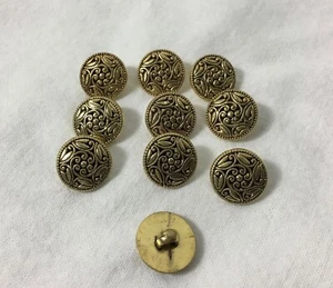 10 Round Shank Buttons Gold Flower Plastic 3/4" Sewing Craft Paisley Buttons - Picture 1 of 1