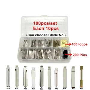 100Pcs Uncut KD Xhorse JMD VVDI Remote Car Key Blade With 100 Logos and 200 Pins - Picture 1 of 5