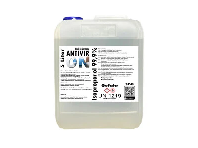 5L Isopropanol Isopropylalkohol 99,9% IPA Entfetter Antiviron Reiniger Alkohol