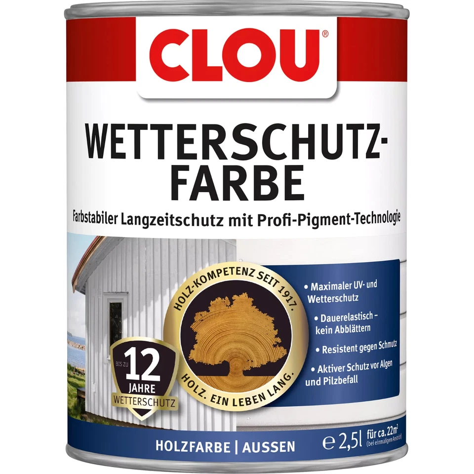 Wetterschutzfarbe Seidenmatt 750ml Langzeitschutz Wetterschutz Moosgrün Clou - Bild 1 von 1