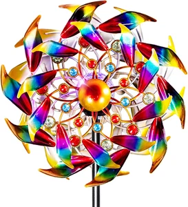 Windspinner Solarleuchte bunt Windmühle Outdoor Garten Rasen Terrasse Deko - Bild 1 von 9