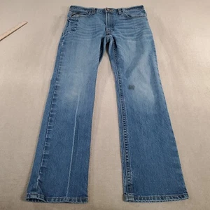Ariat M4 Jeans Mens 34x34 Blue Relaxed Boot Cut Faded Medium Wash Denim Western* - Picture 1 of 14
