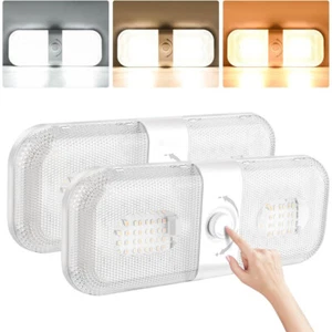 12V LED RV Interior Ceiling Light Boat Fixture Camper Trailer Double Dome Frost - Photo 1/8