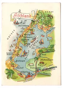 Ak Fischland Ostsee Darss Saaler Bodden 1959 Karte Orte - Bild 1 von 2