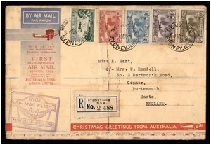 1931 Special Air Mail Flight Australia - England on Airmail Stamps Registered - Picture 1 of 6