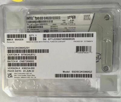 New Intel S4620 Series 960GB 2,5" SATA III 6Gb/s SSDSC2KG960GZ Solid State Drive - Image 1 of 2