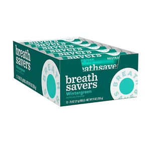 BREATH SAVERS Wintergreen senza zucchero respiro menta rotoli 0,75 once numero 24 - Foto 1 di 6