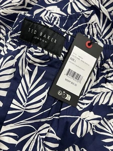 NWT Ted Baker London NAVY BRIDGE BOTANICAL Woven Pajama/Lounge Pants Men's L - Picture 1 of 3