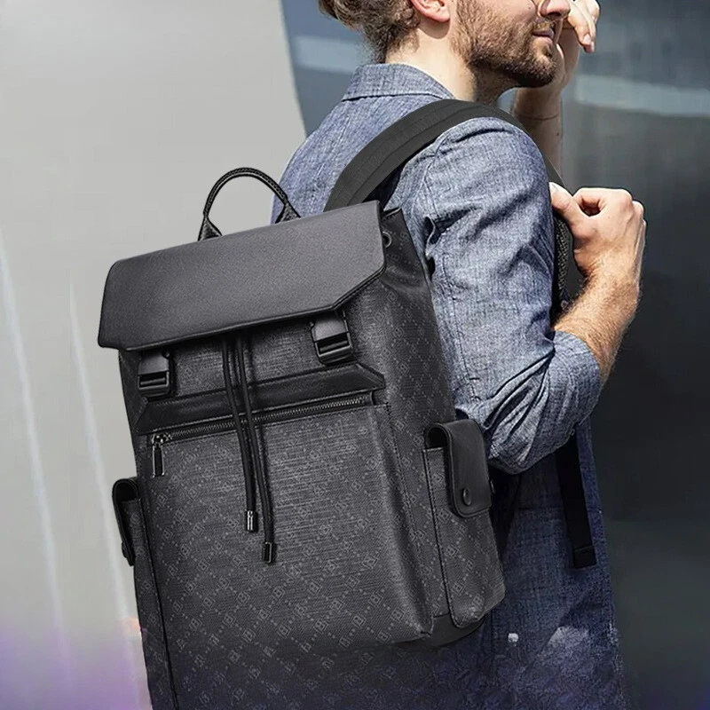 Mochila de cuero de moda para hombre bolsa de computadora de gran capacidad mochila de viaje Foto 1 de 4