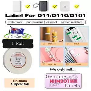 Thermal Printer Label White Niimbot 15 x 50 Labels Stickers 1 Box D11 D101 D110 - Picture 1 of 7