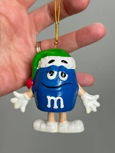 Blue M&M Christmas Holiday Ornament Mars Candy Lover Xmas Santa Hat Dangle Legs - Picture 1 of 13